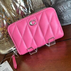 Coach Pink Quilted Wallet with Silver Logo
